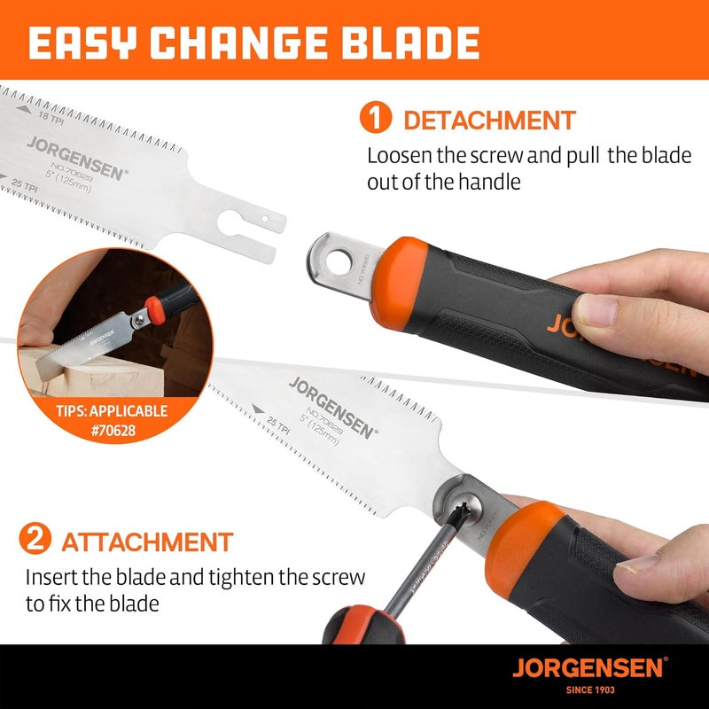 Jorgensen Replacement Blade for 5 inch Pro Double Edge Flush Cut Saw, 18/25 TPI SK5 Flexible Blade - Image 5